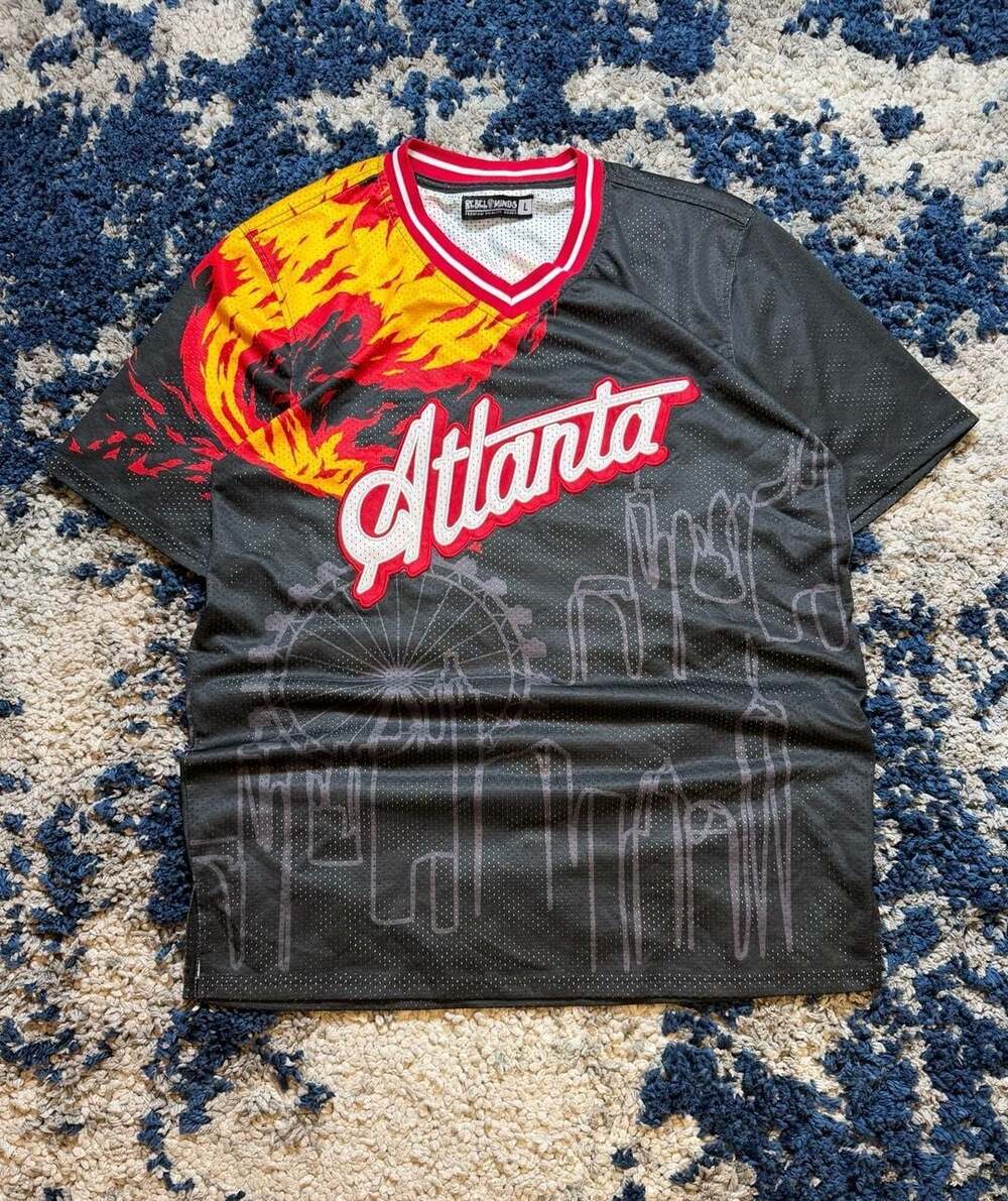 Rebel Minds Atlanta 'From the Ashes' Graphic Mesh V-Neck Jersey